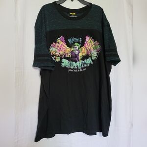 Lego The Batman Movie Mens Black Teal‎ Jokerville Short Sleeve Tee Size 2XL
